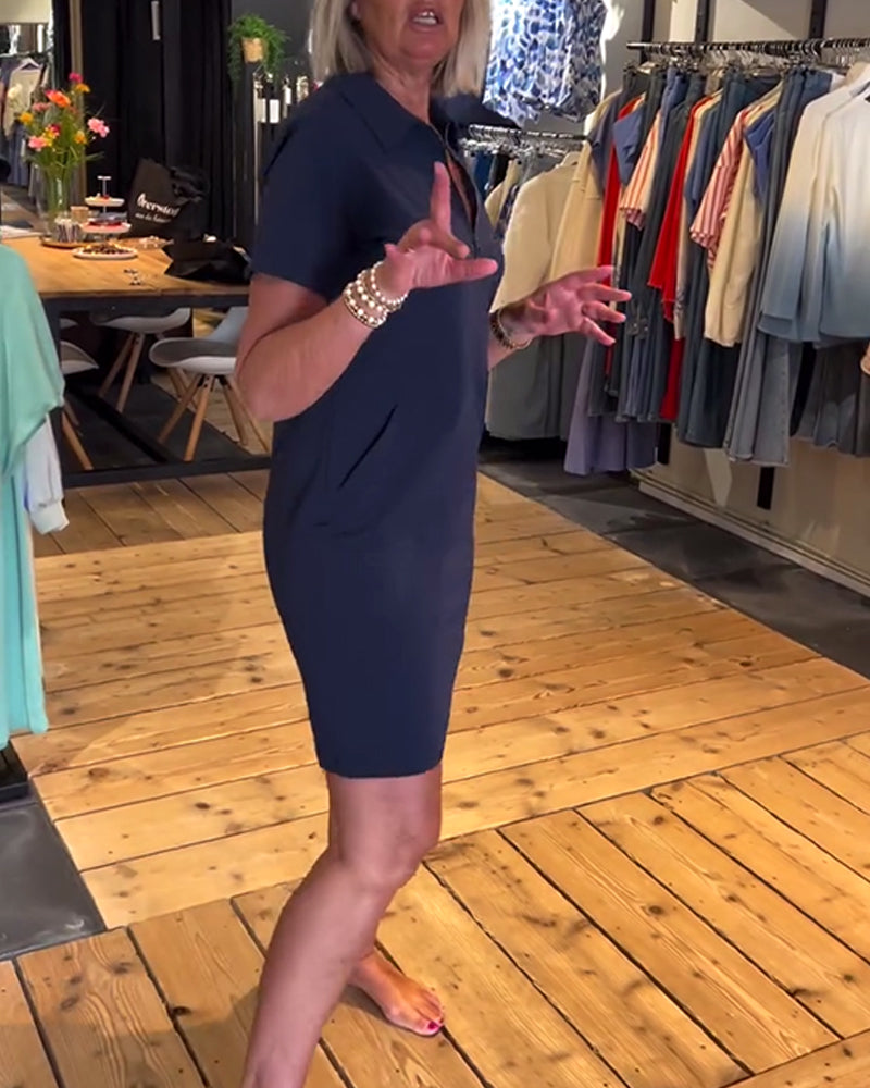 Ariselle | Collared Button-Zip Dress