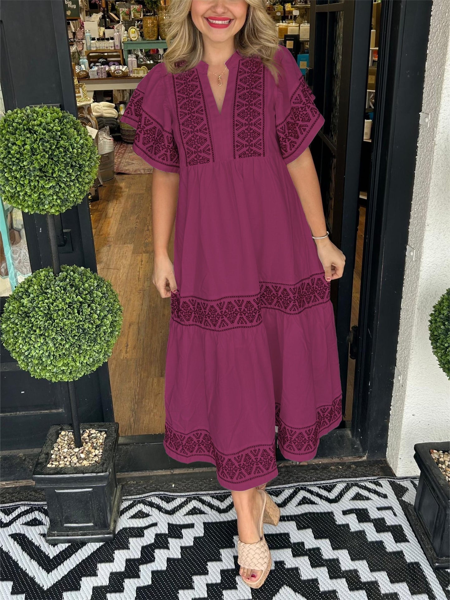 Thalina | Boho V-Neck Maxi Dress