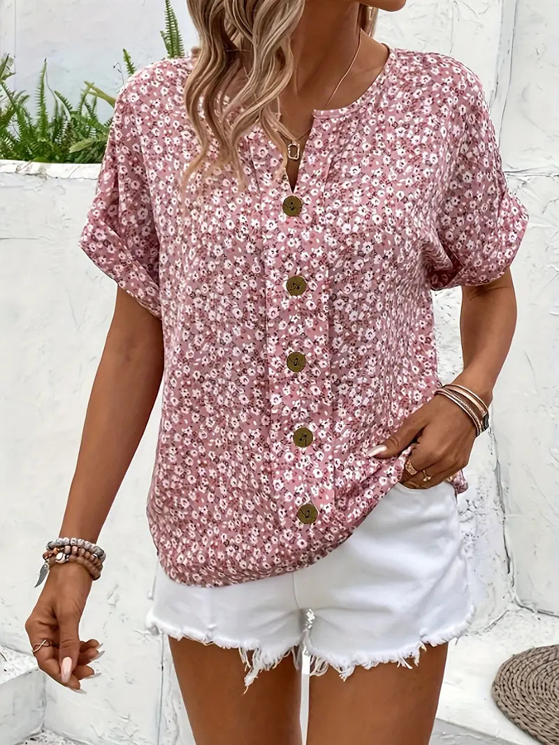 Liora | Elegant Floral Button Blouse