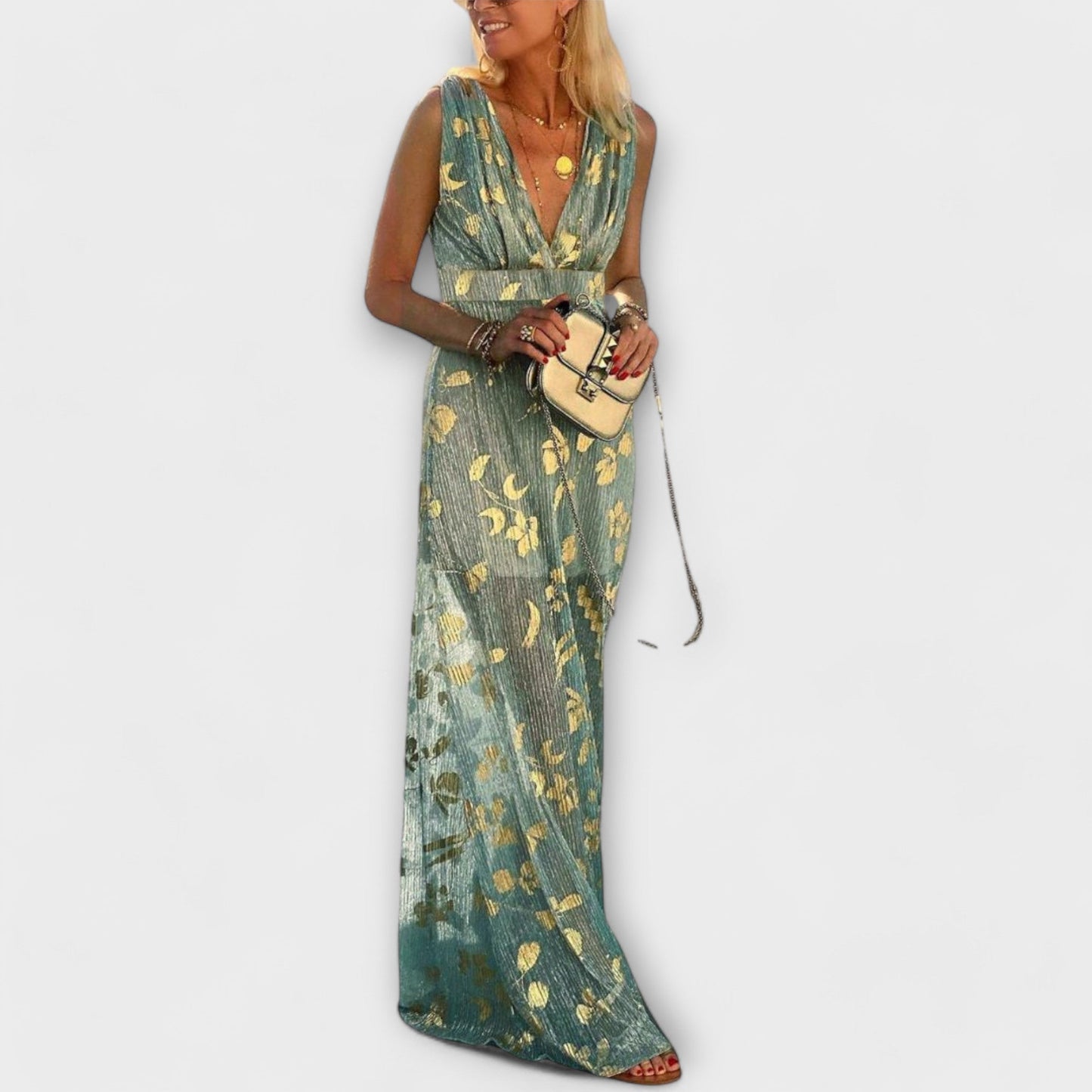 Iselina | Flowing Sequin V-Neck Dress