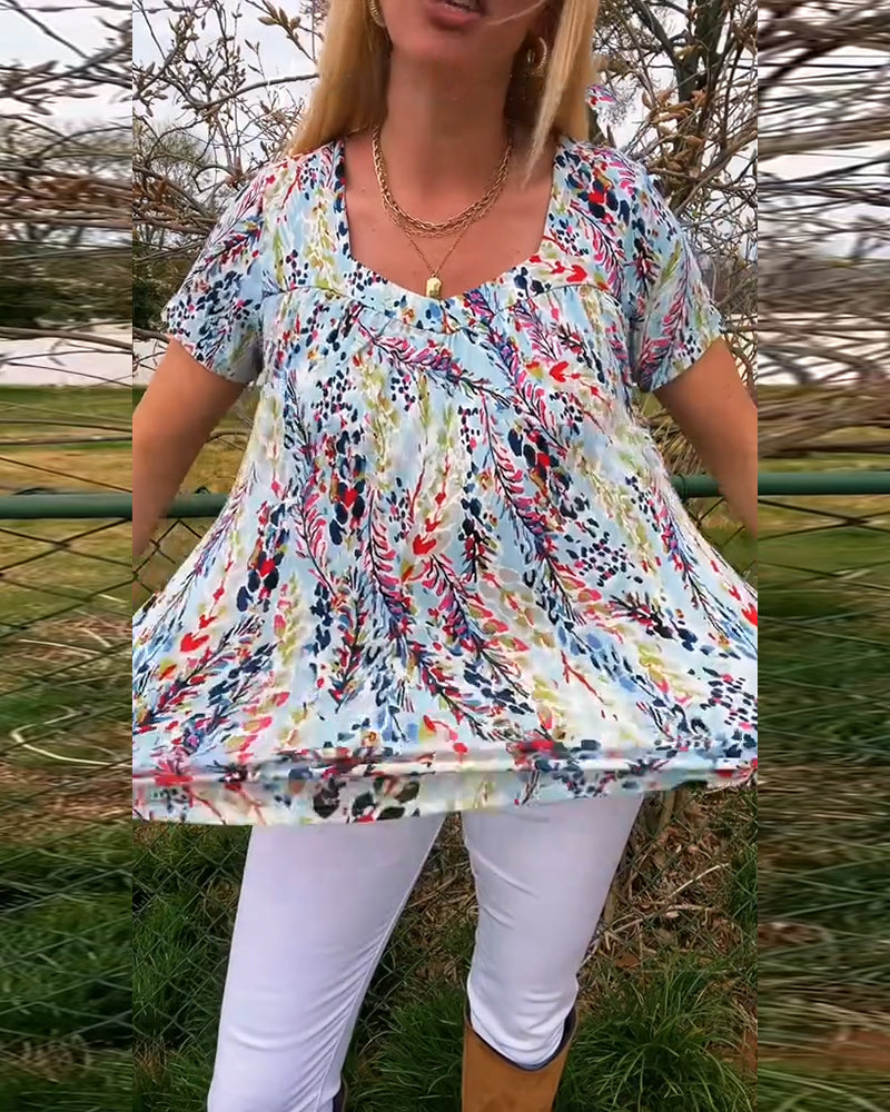 Liora | Patterned U-Neck Tee