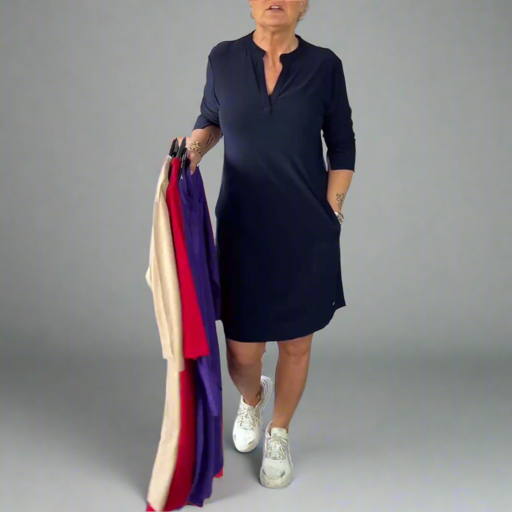HANNEKE | SIMPLE V-NECK DRESS