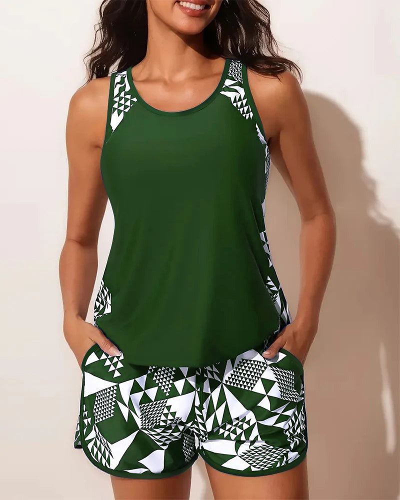 Celia | Geometric Print Two-Piece Swimsuit
