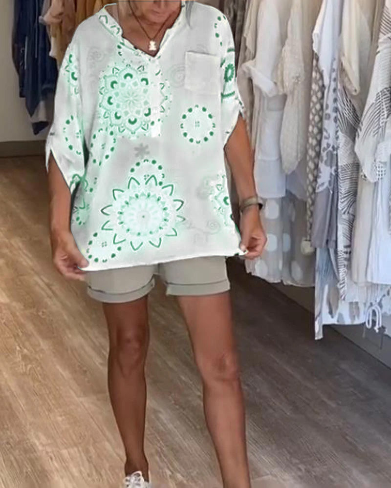 Lyara | Printed V-Neck Blouse