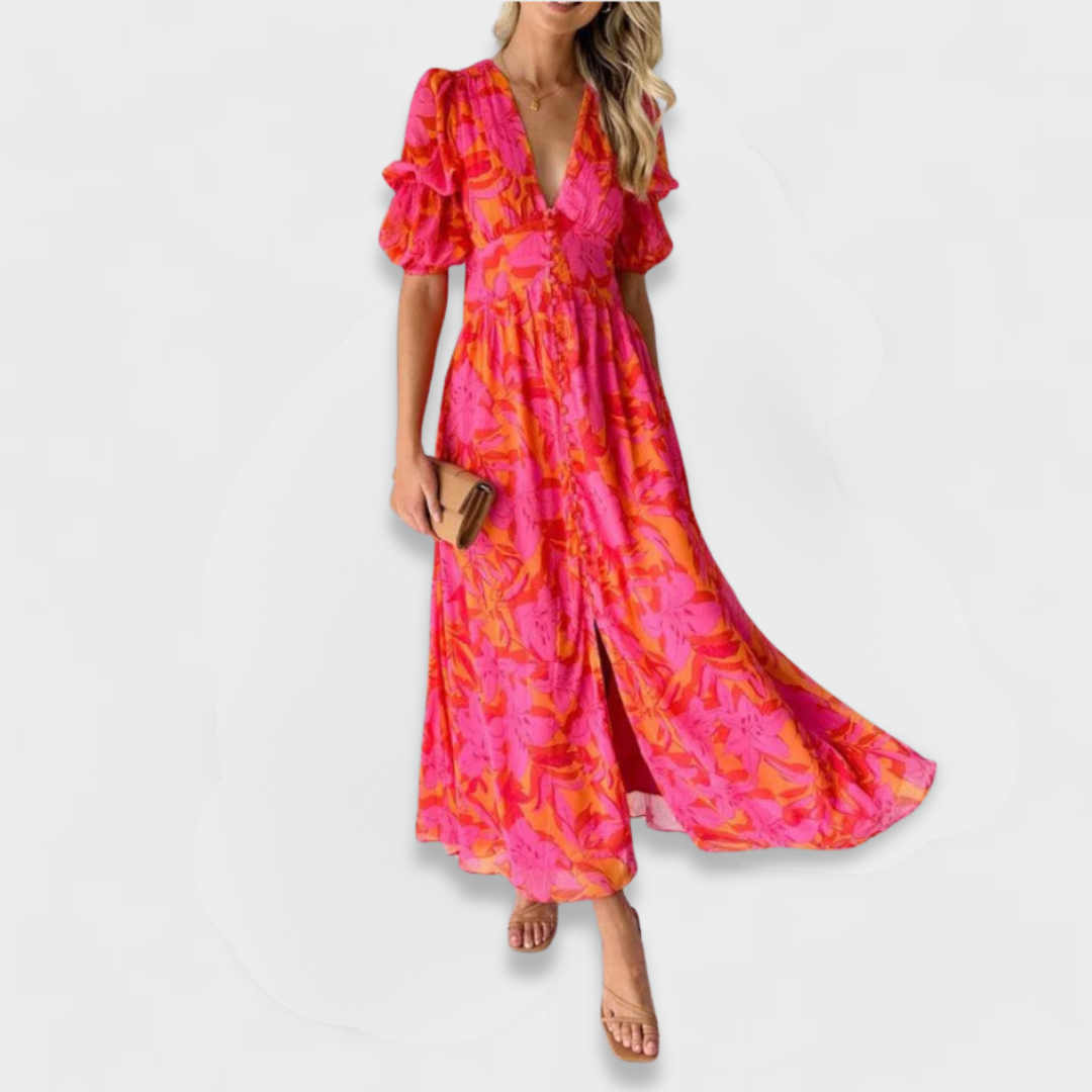 Lunetta | Red-Pink Maxi Dress