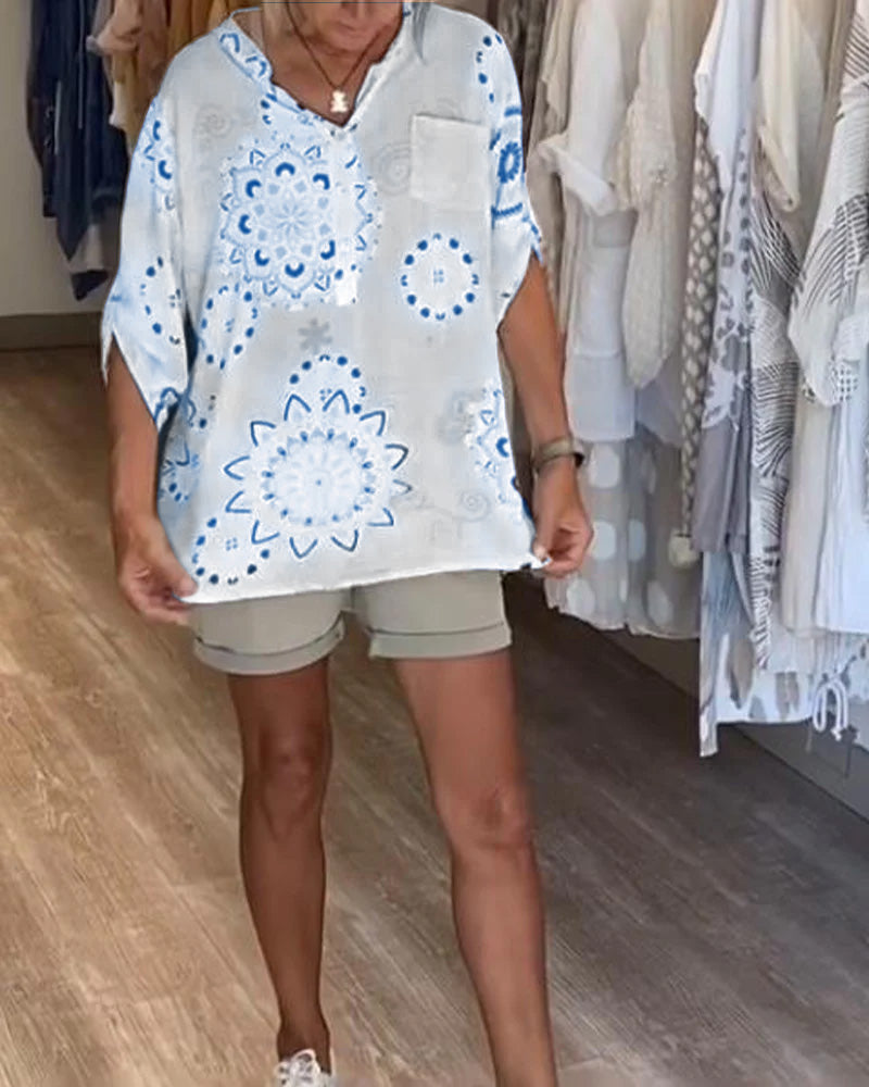 Lyara | Printed V-Neck Blouse