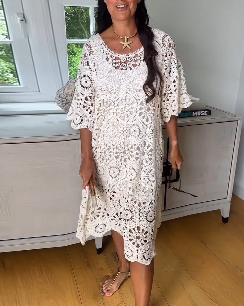 Iselina | Eyelet Half-Sleeve Dress
