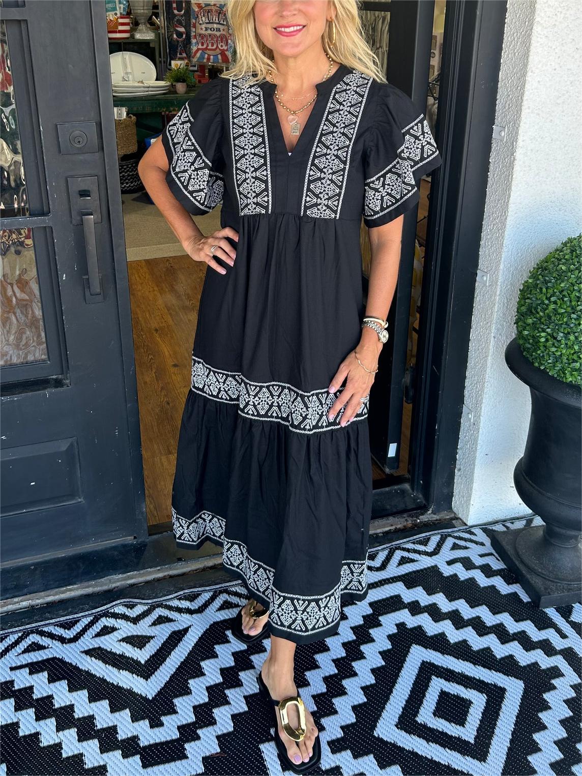 Thalina | Boho V-Neck Maxi Dress