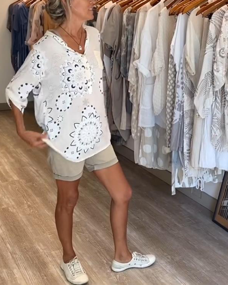 Lyara | Printed V-Neck Blouse
