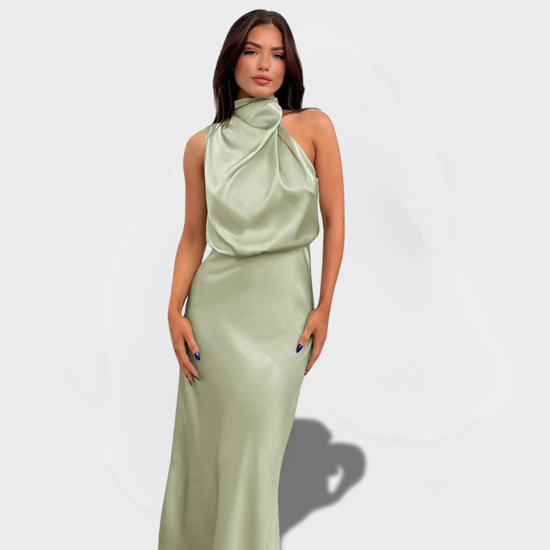 Sirella | Glamorous Satin Halter Dress