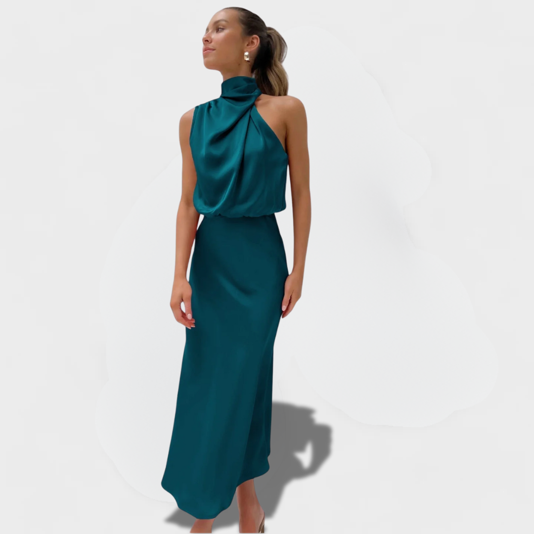 Sirella | Glamorous Satin Halter Dress
