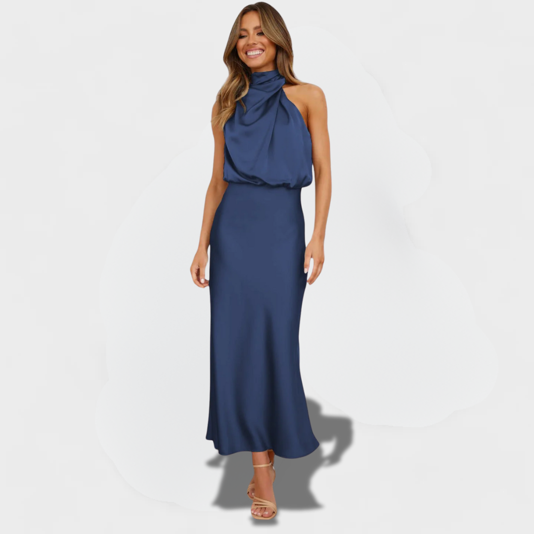 Sirella | Glamorous Satin Halter Dress