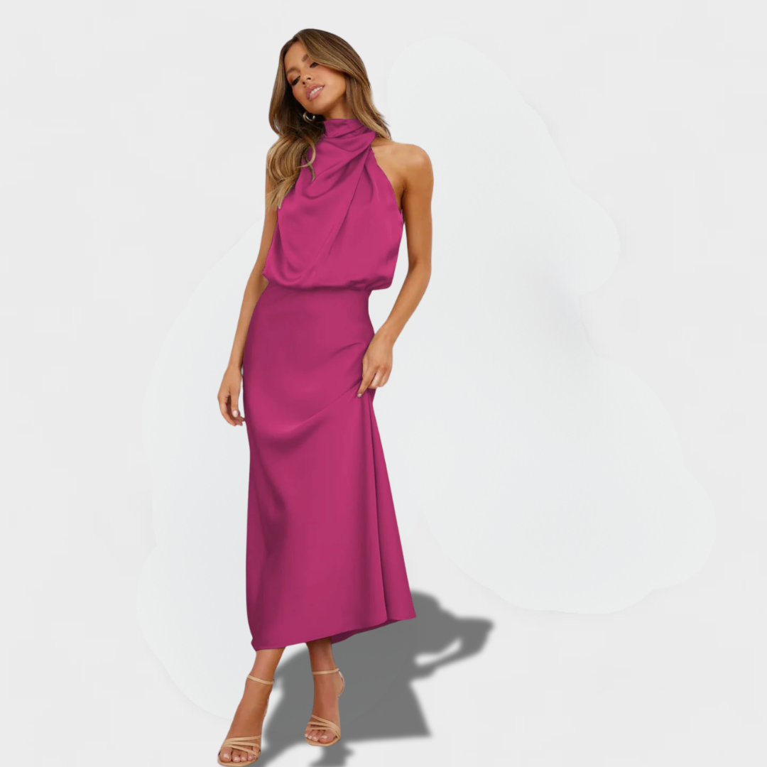 Sirella | Glamorous Satin Halter Dress