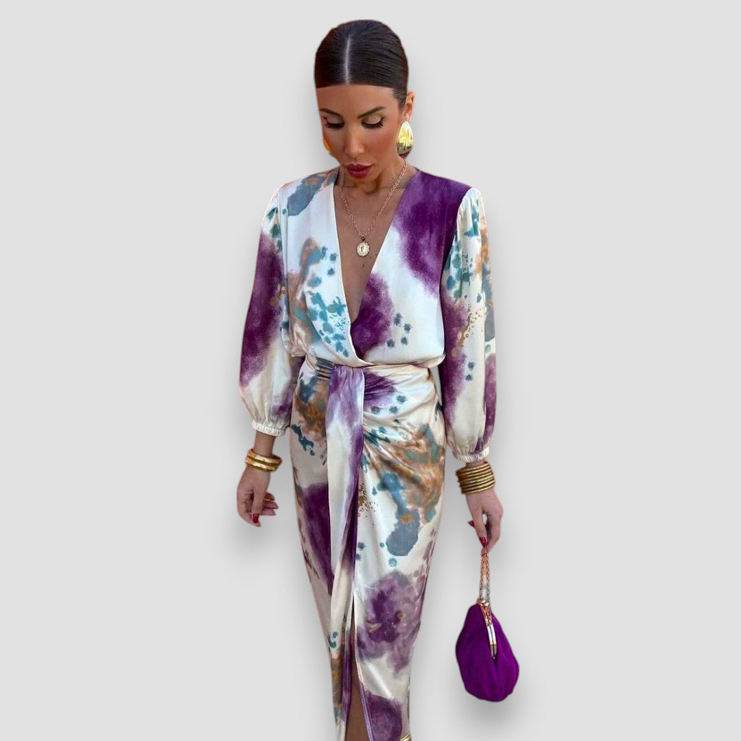 Velira | Violet V-Neck Dress
