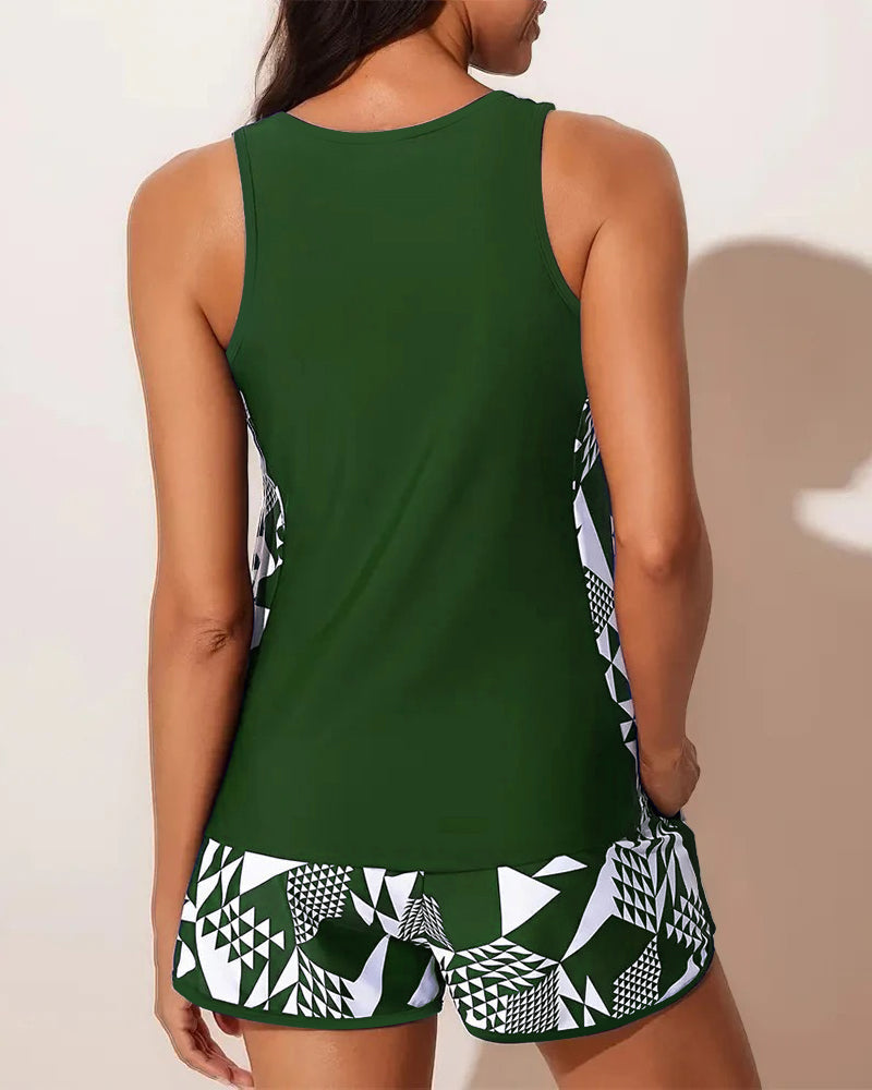 Celia | Geometric Print Two-Piece Swimsuit