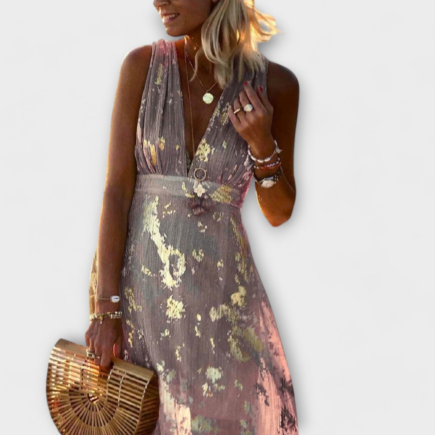 Iselina | Flowing Sequin V-Neck Dress
