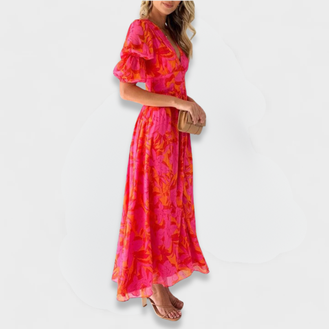Lunetta | Red-Pink Maxi Dress