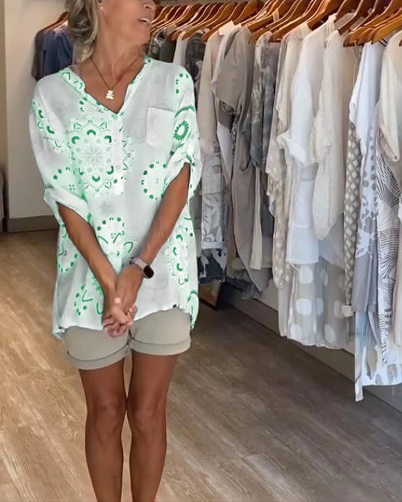 Lyara | Printed V-Neck Blouse