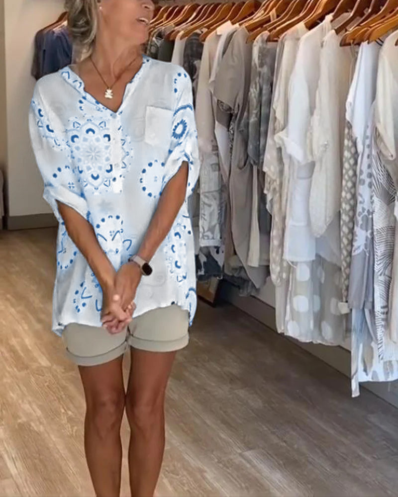 Lyara | Printed V-Neck Blouse