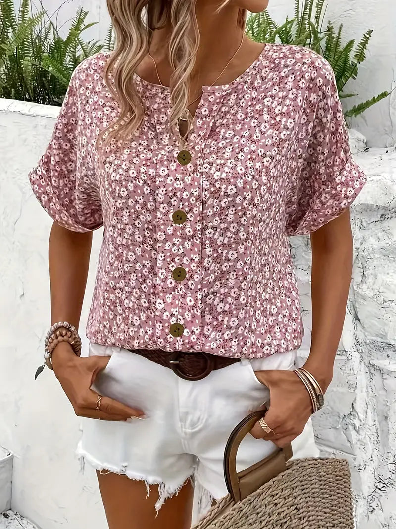 Liora | Elegant Floral Button Blouse