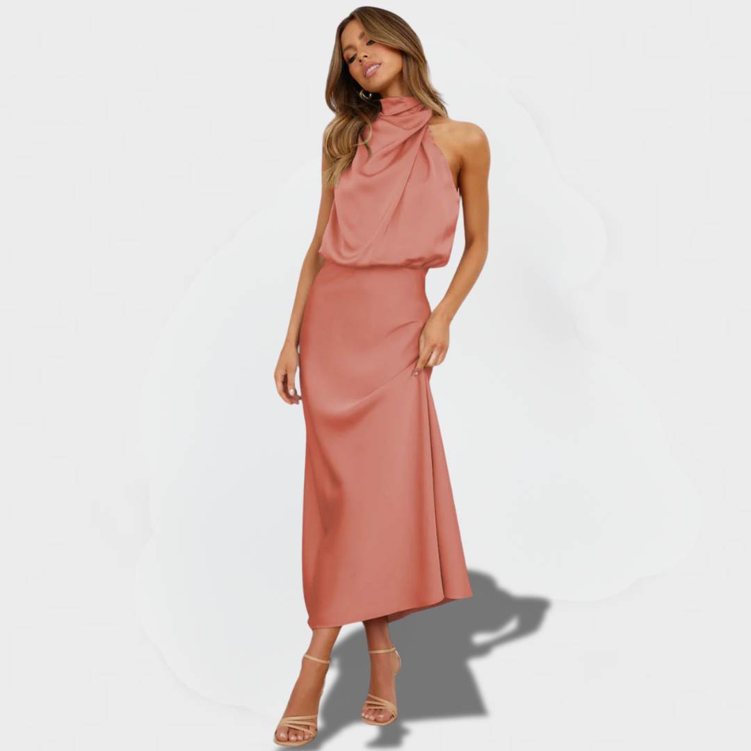 Sirella | Glamorous Satin Halter Dress