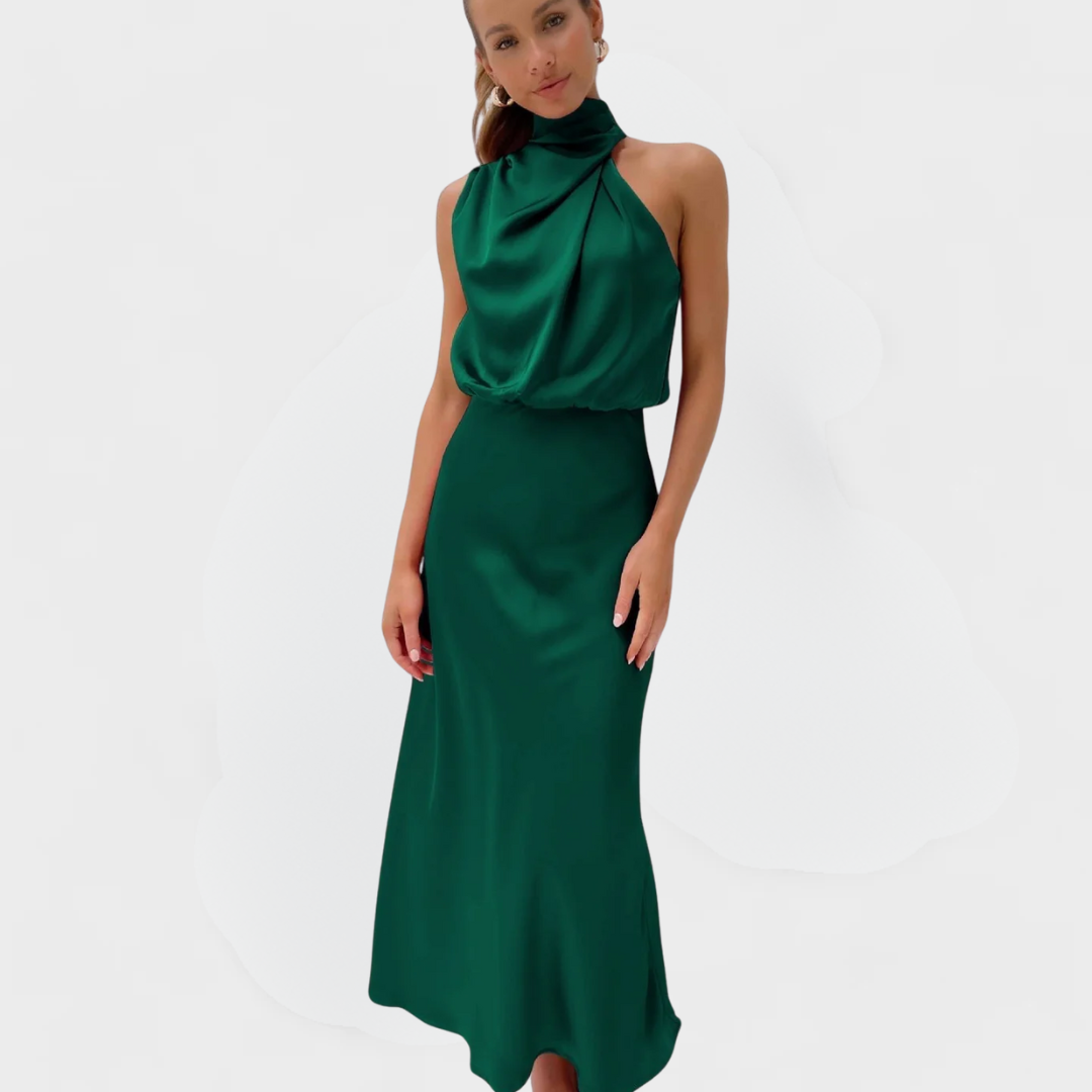 Sirella | Glamorous Satin Halter Dress
