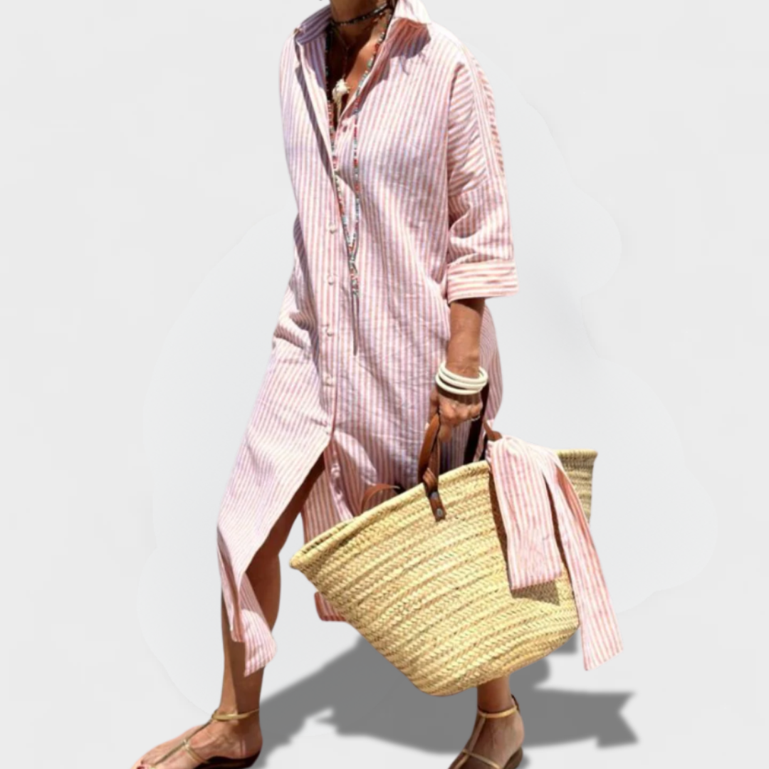 Ysolde | Striped Lace-Up Dress