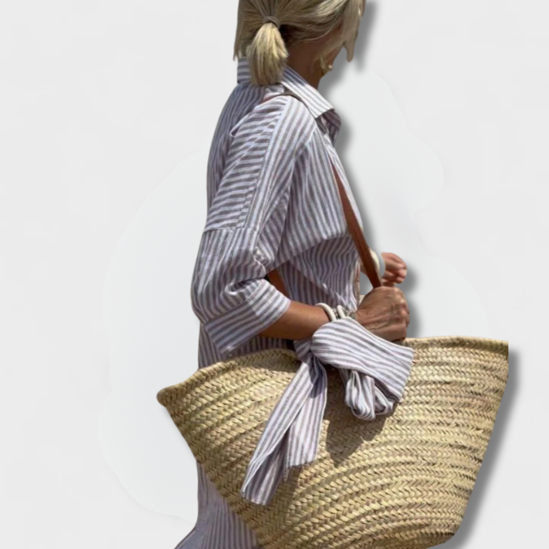Ysolde | Striped Lace-Up Dress