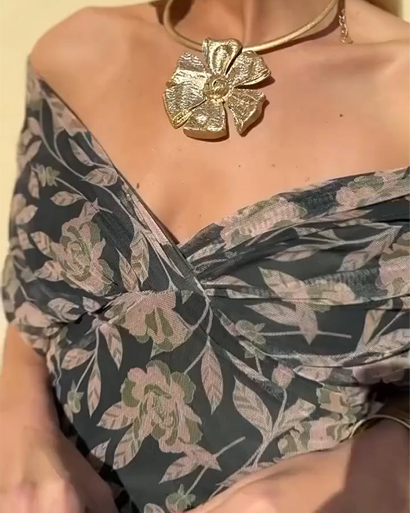 Solenya | Off-Shoulder V-Neck Dress