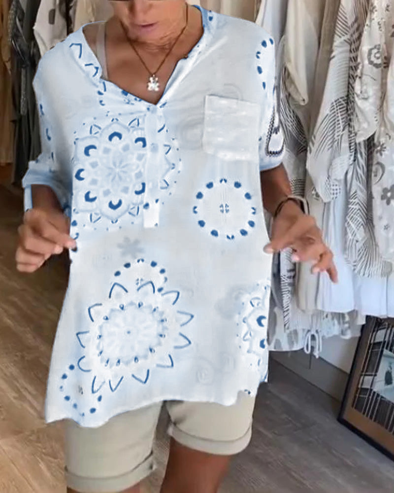Lyara | Printed V-Neck Blouse