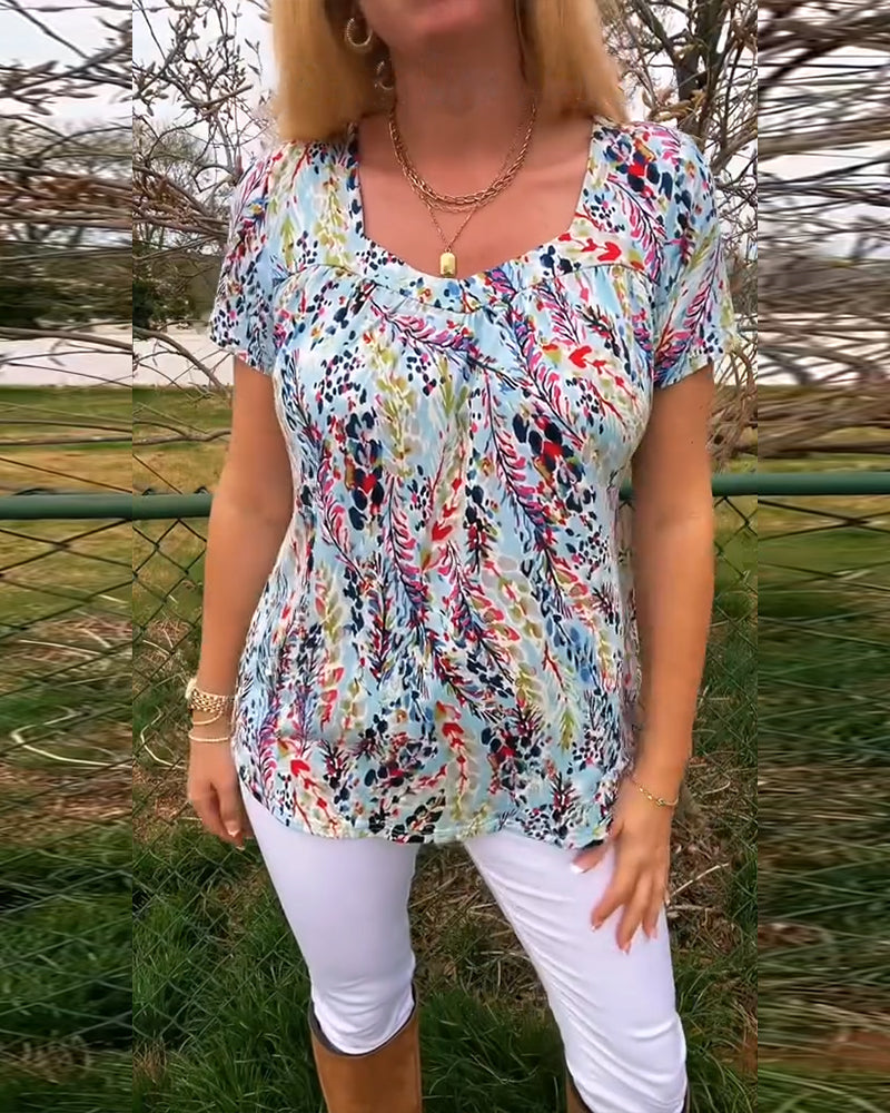 Liora | Patterned U-Neck Tee