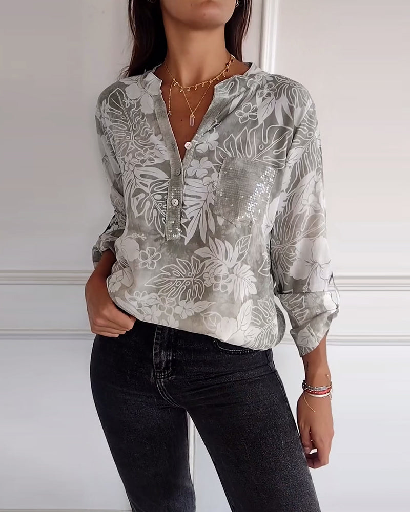 Tayana | Sequin Leaf Patchwork Top