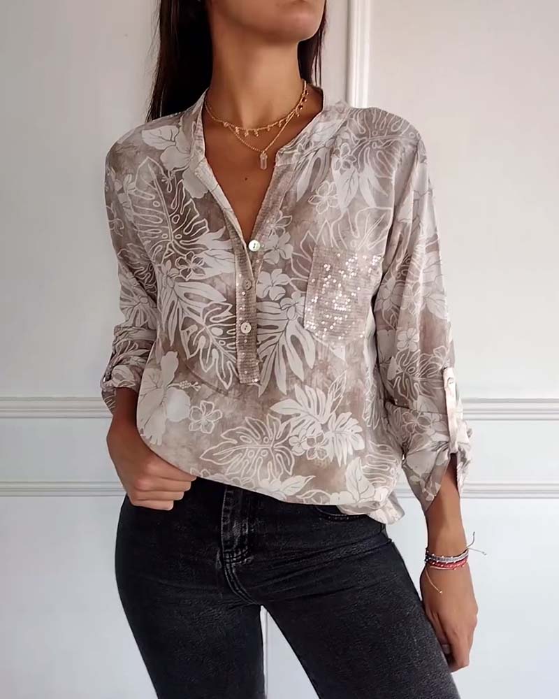 Tayana | Sequin Leaf Patchwork Top