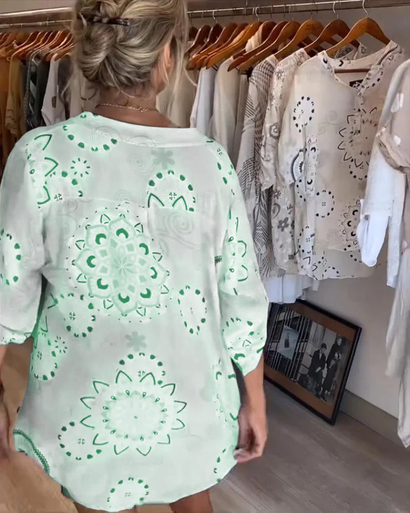 Lyara | Printed V-Neck Blouse