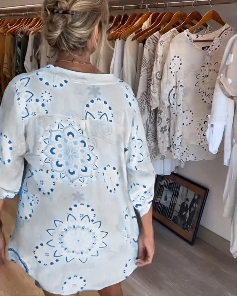 Lyara | Printed V-Neck Blouse