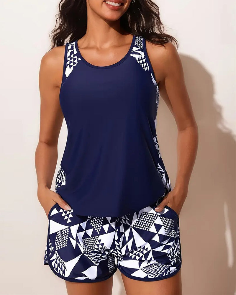 Celia | Geometric Print Two-Piece Swimsuit