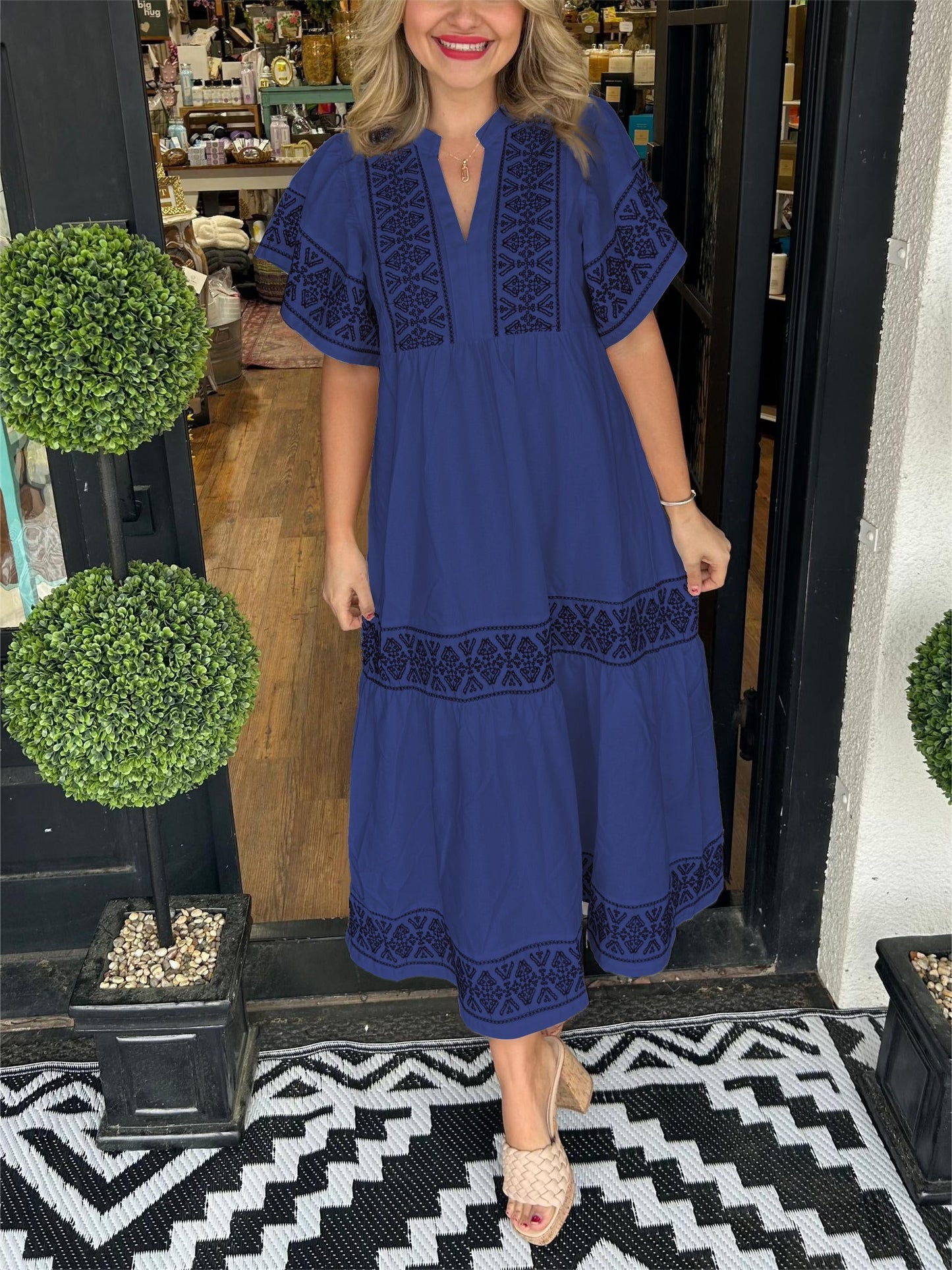 Thalina | Boho V-Neck Maxi Dress