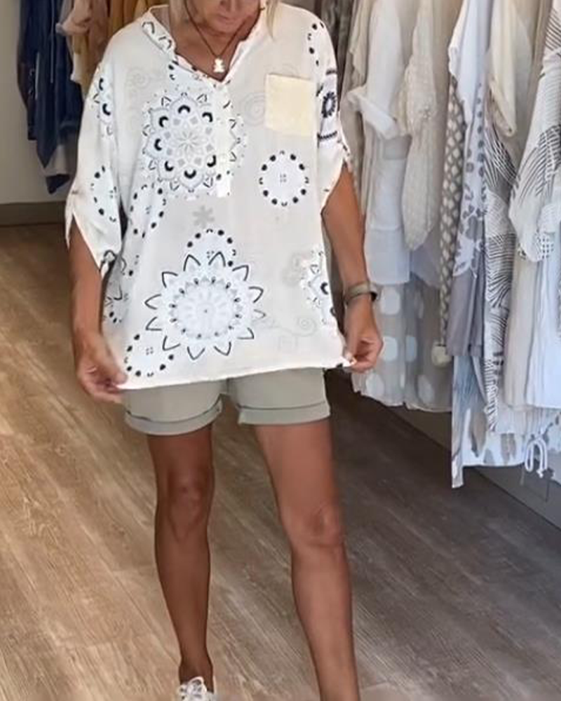 Lyara | Printed V-Neck Blouse