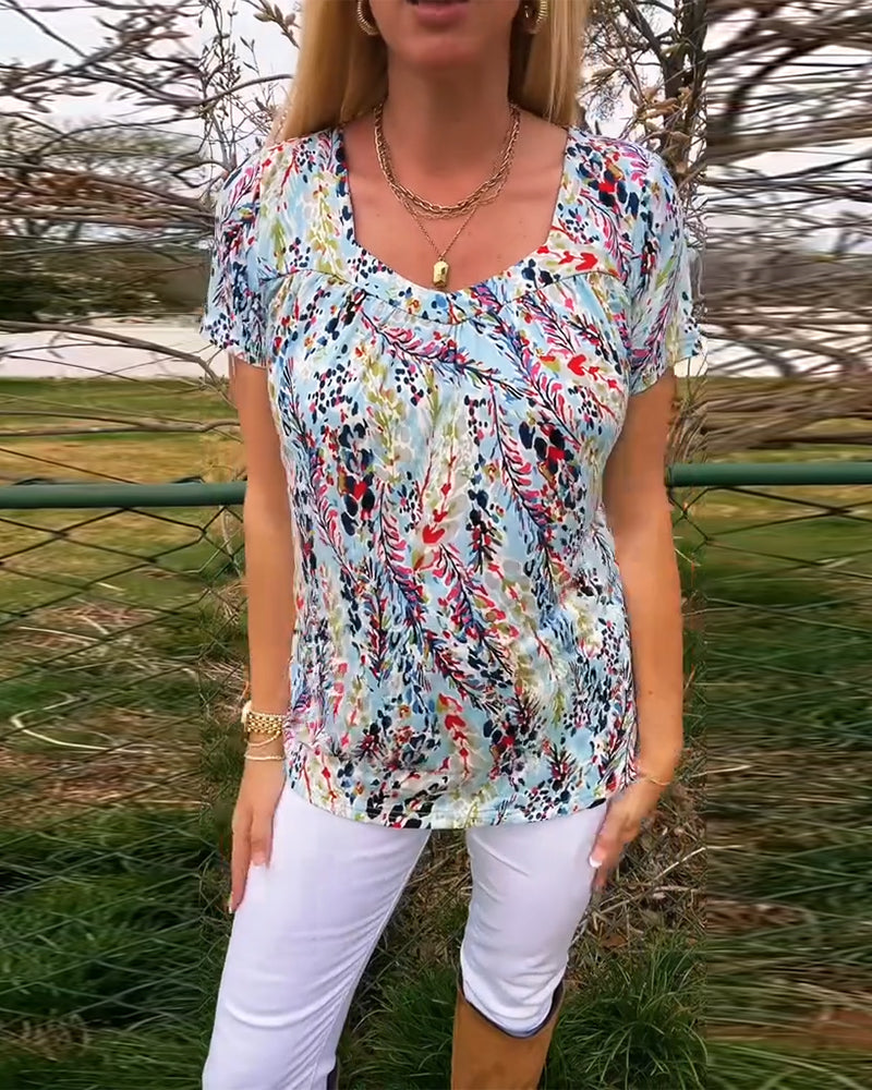Liora | Patterned U-Neck Tee