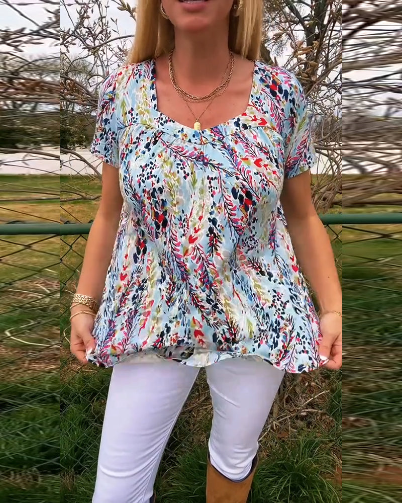 Liora | Patterned U-Neck Tee