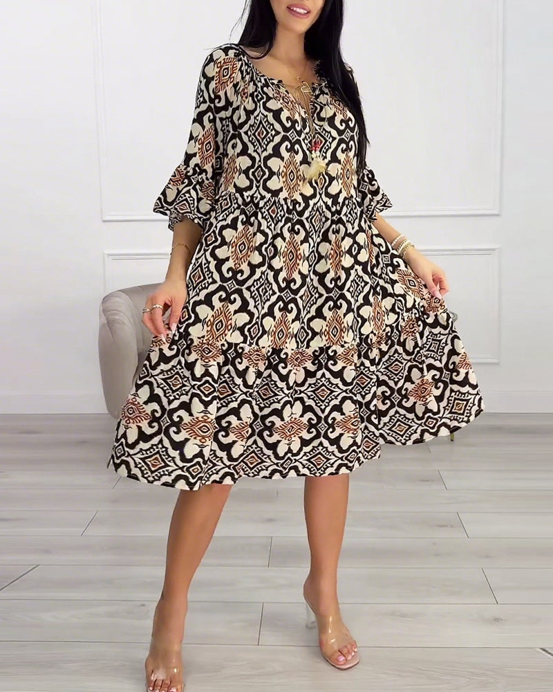 Elowen | Vintage Print Midi Dress