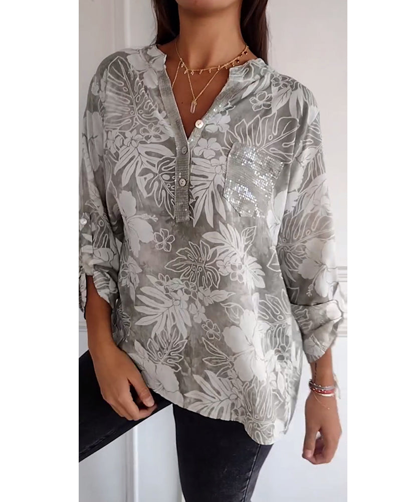 Tayana | Sequin Leaf Patchwork Top