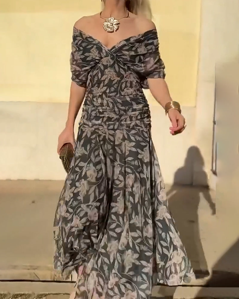 Solenya | Off-Shoulder V-Neck Dress