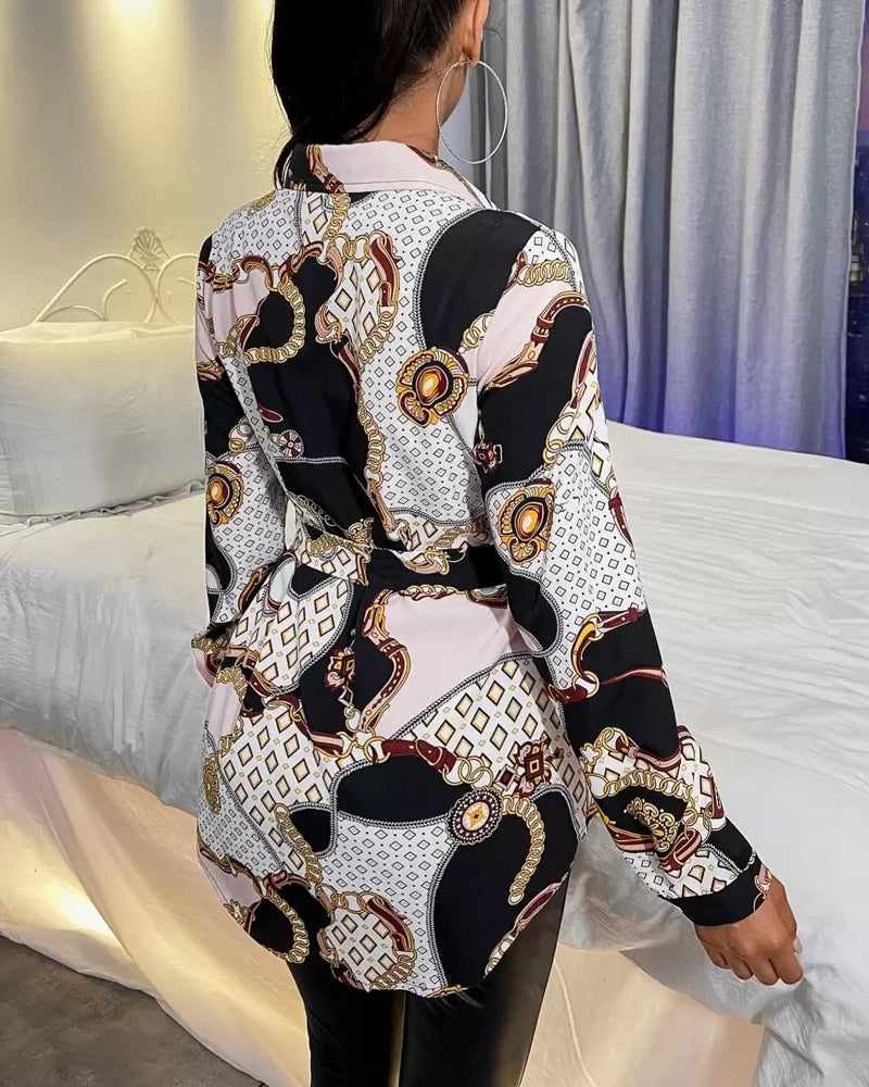Virelia | Printed Waist-Fit Blouse