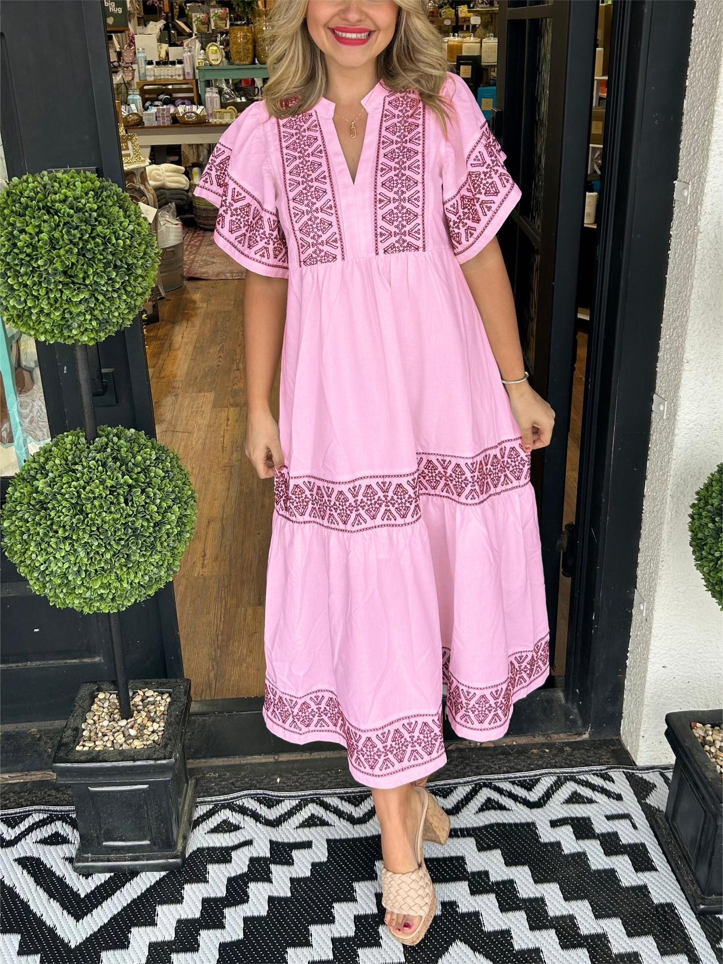 Thalina | Boho V-Neck Maxi Dress