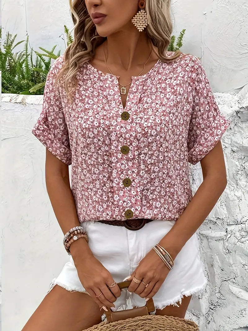 Liora | Elegant Floral Button Blouse