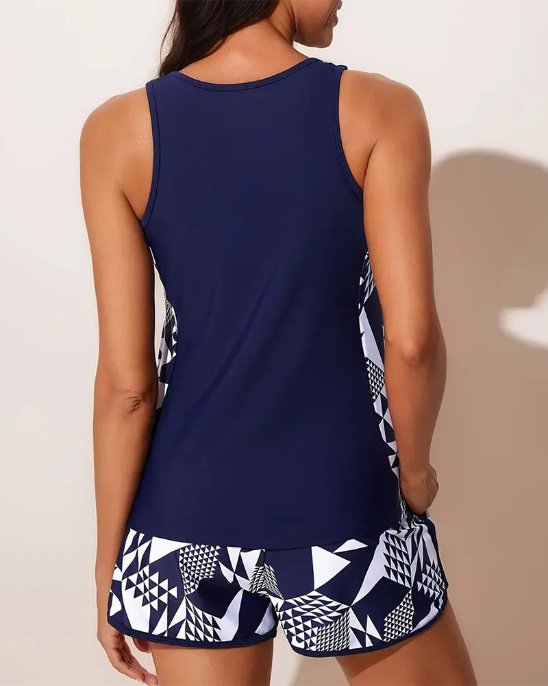 Celia | Geometric Print Two-Piece Swimsuit