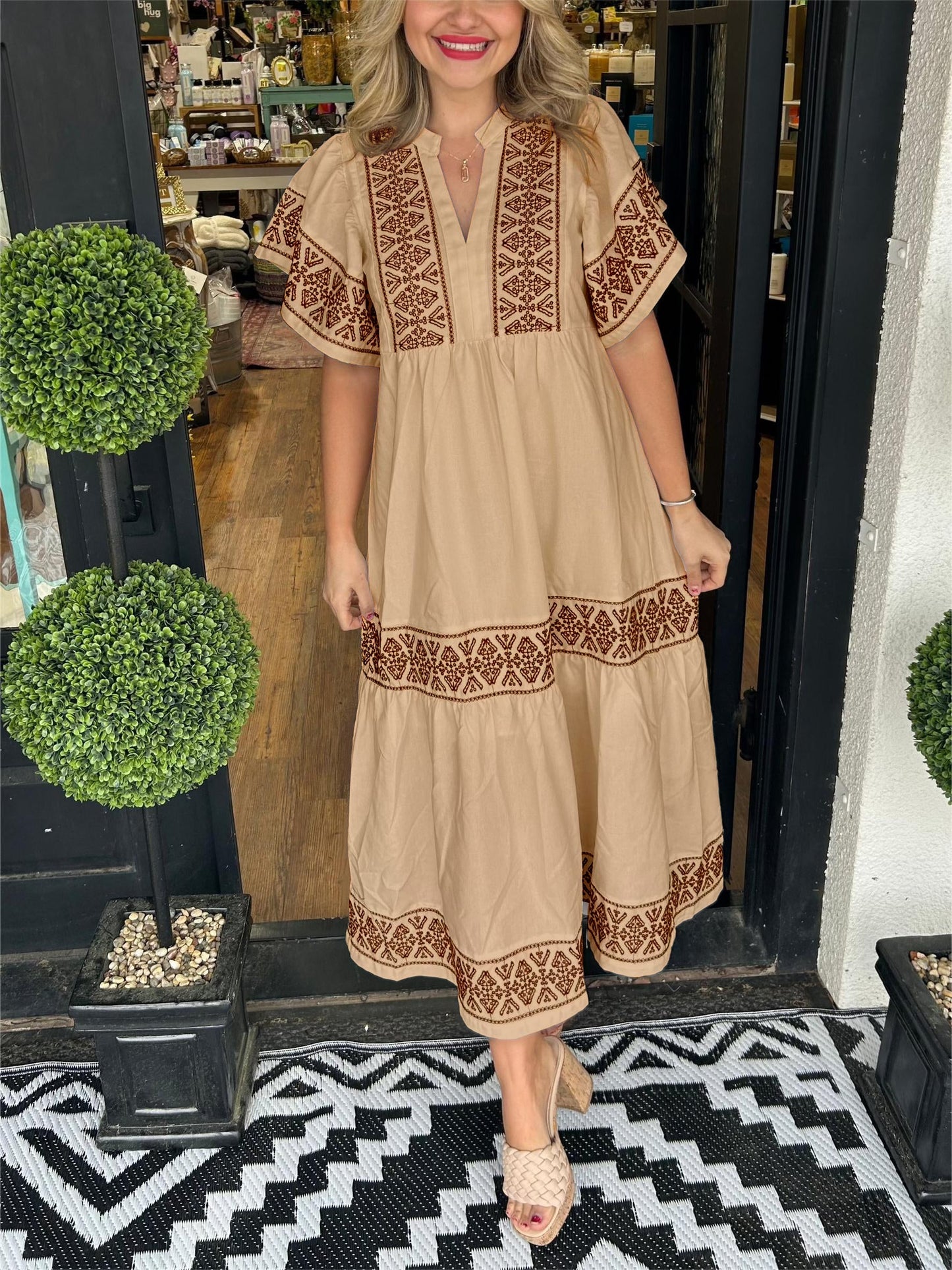 Thalina | Boho V-Neck Maxi Dress