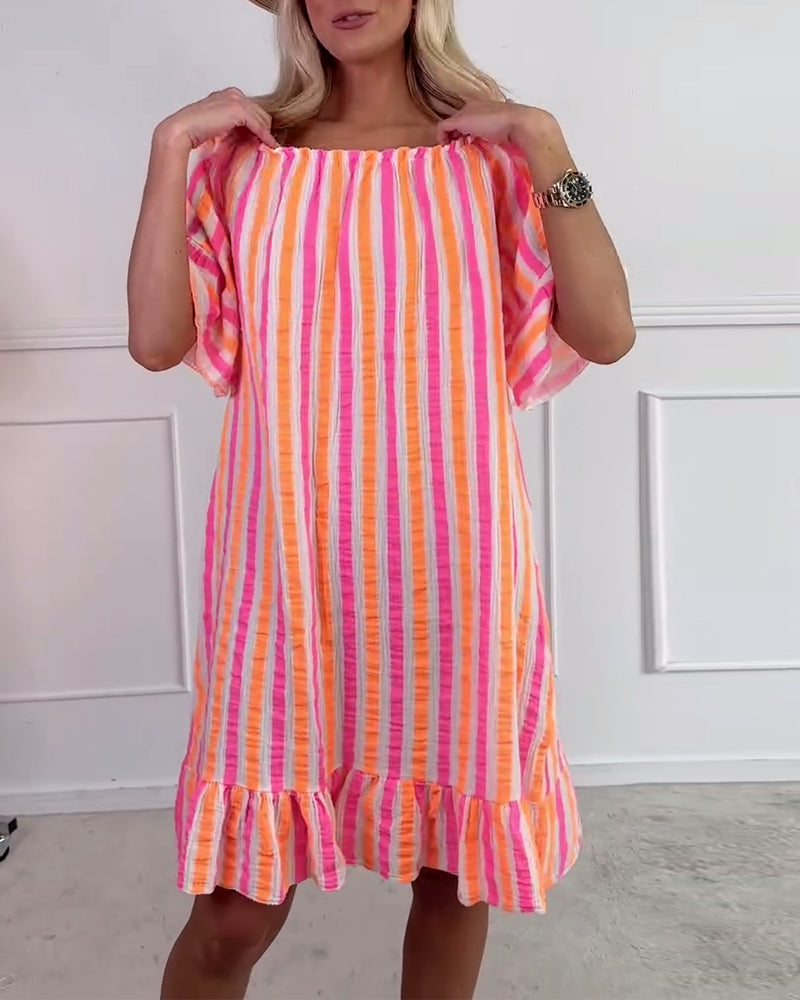 Amelina | Striped Pleated Shift Dress