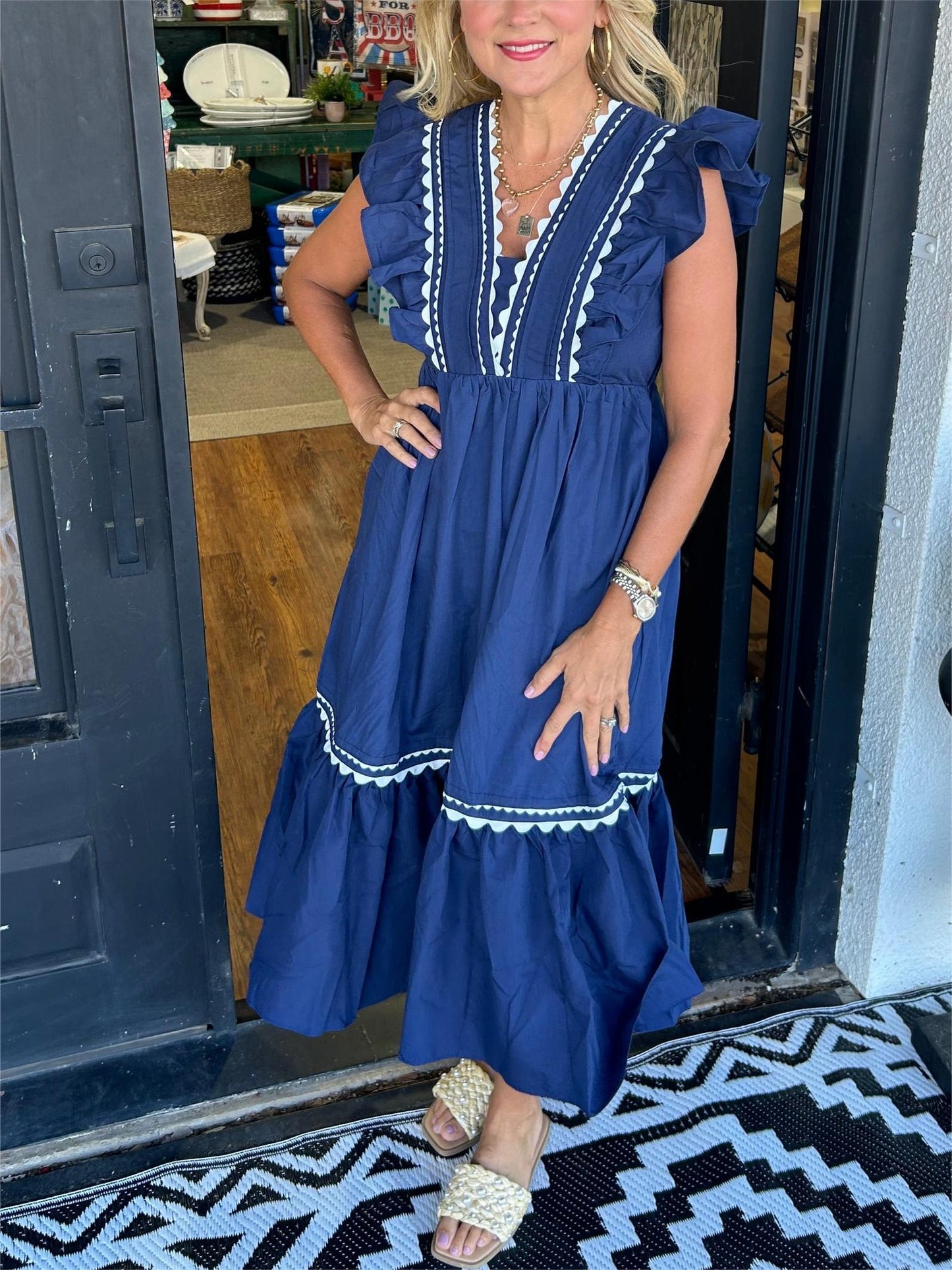 Liora | V-Neck Ruffle Sleeve Dress